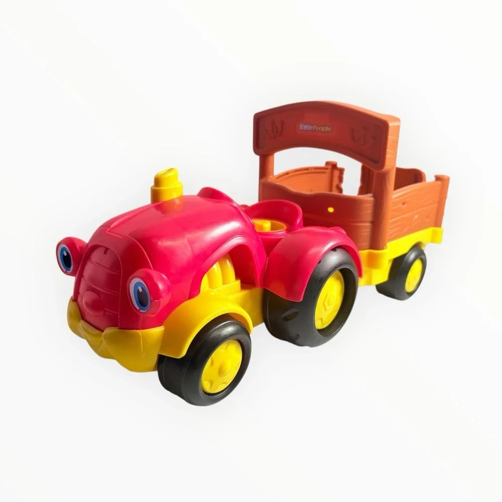 2011 Little People Tow 'n Pull Tractor Wagon with Sounds & 2022 Dog and 1997 Cow